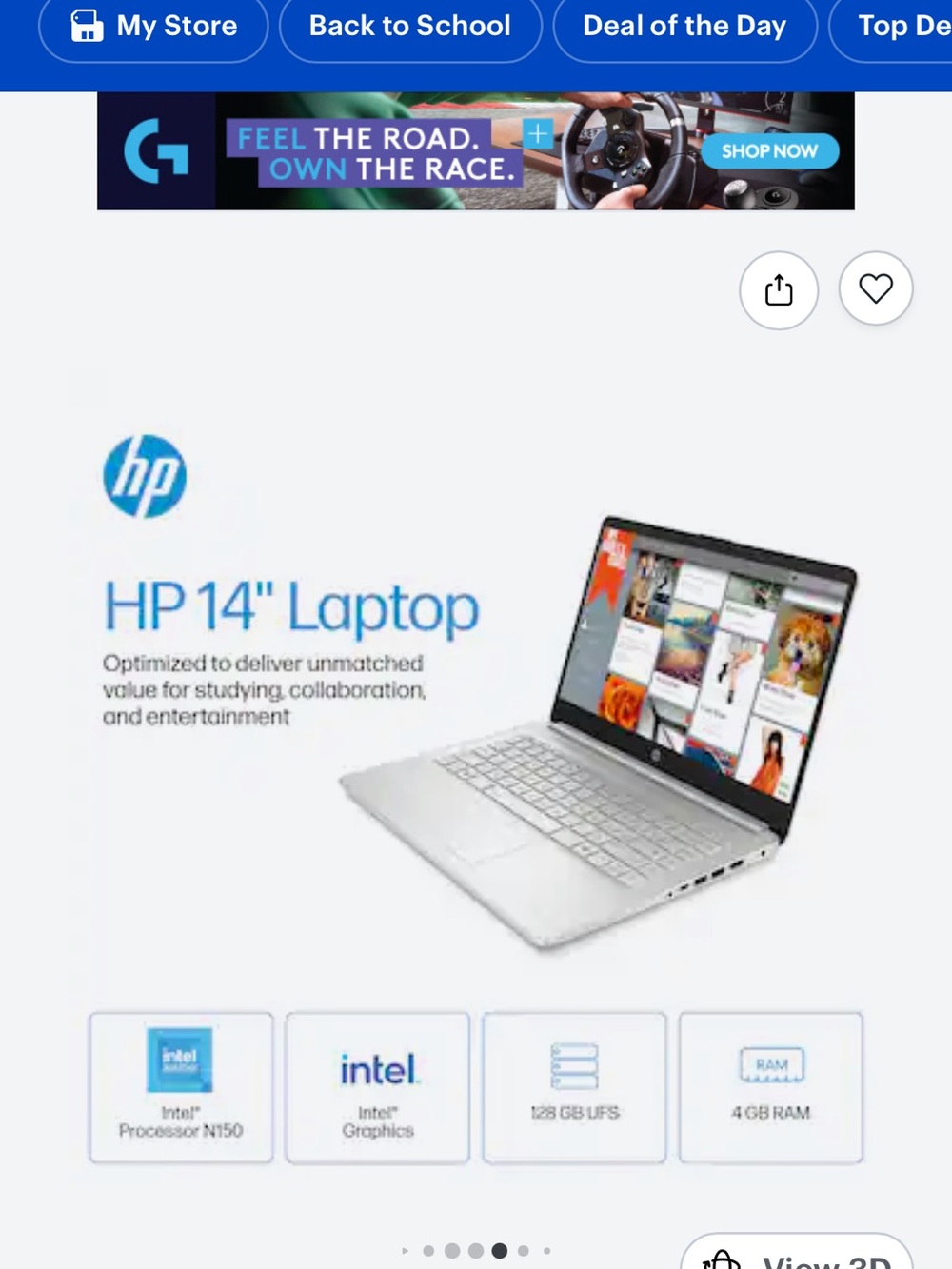 HP 14" Silver and Black Laptop